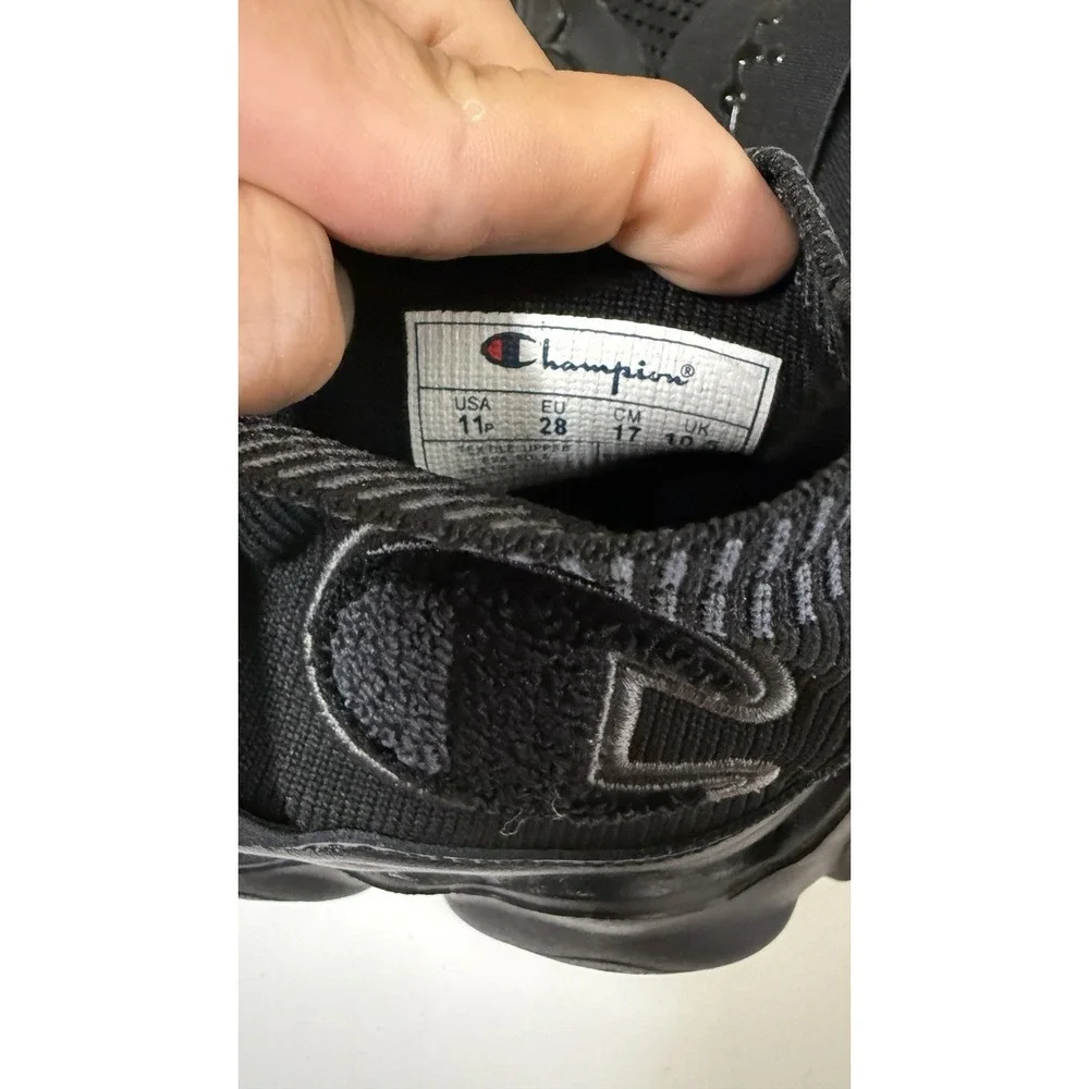 Champion Meloso Rally Pro Kids 11C Black Stealth Slip On Sneakers CPS10918P Box